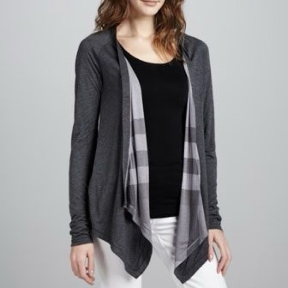 ♥️ Burberry Brit Reversible Convertible Double-Sided Waterfall Open Cardigan